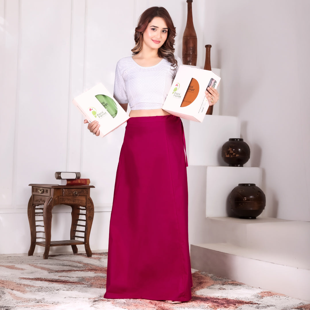 Paco Parrot™ Premium Cotton Petticoat for Women | Soft Breathable Cotton Saree Petticoat for Women
