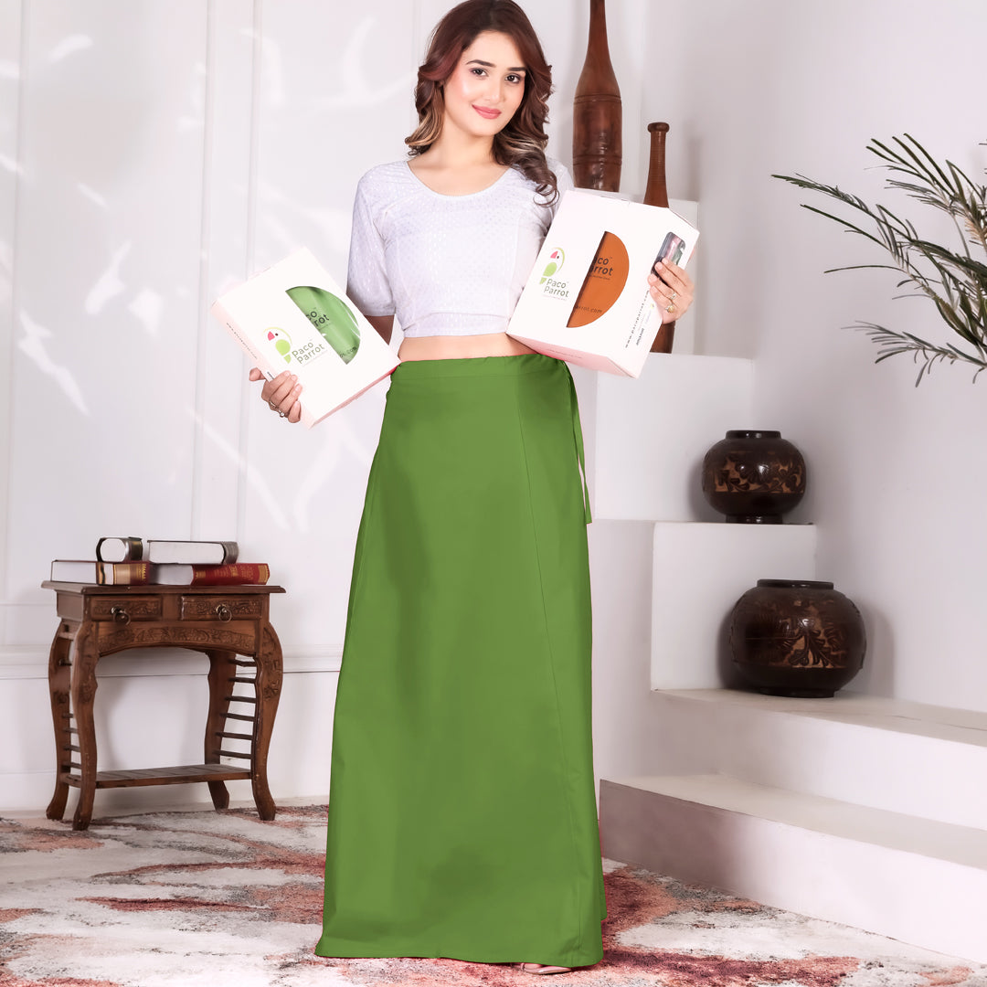 Paco Parrot™ Premium Cotton Petticoat for Women | Soft Breathable Cotton Saree Petticoat for Women